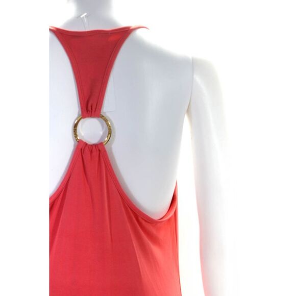 Cia Maritima Womens O Ring Racerback Cowl Neck Sheath Dress Coral Pink Large - Picture 3 of 6